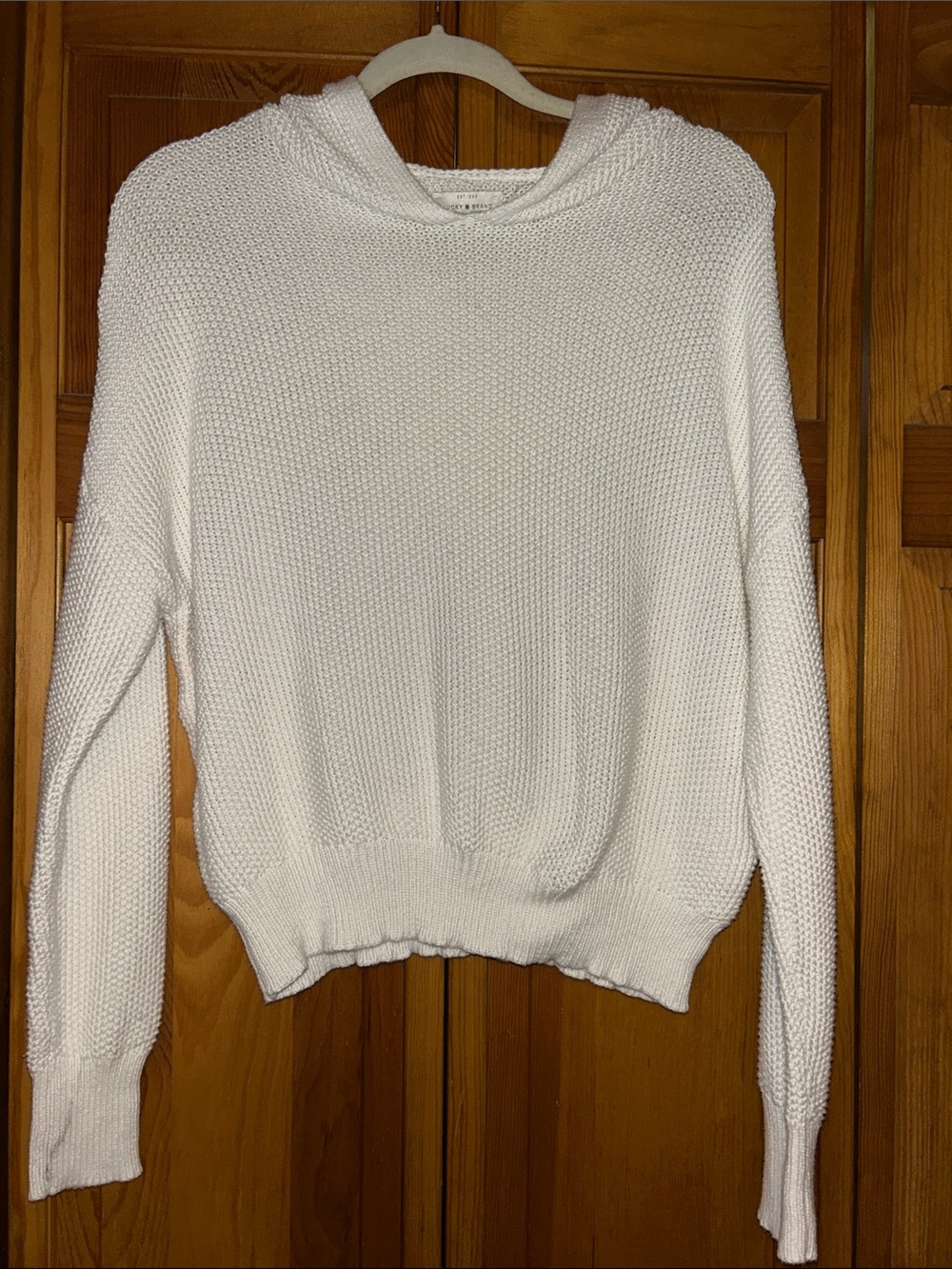 Lucky Brand Women's White Hooded Knit Sweater